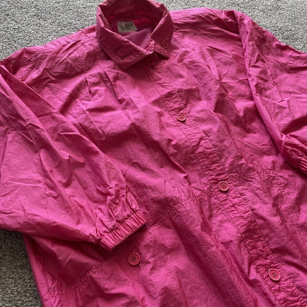Vintage Windsor Bay Pink Windbreaker Jacket Womens One Size Fits All 80s Pockets - Picture 3 of 12